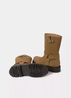 Bota Biker Hebilla Piel-Brownie Spain Clearance
