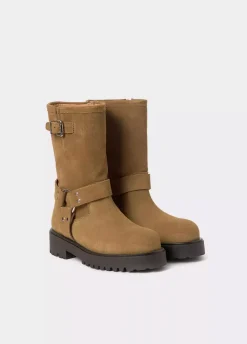 Bota Biker Hebilla Piel-Brownie Spain Clearance