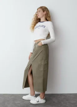 Falda Larga Twill-Brownie Spain Online