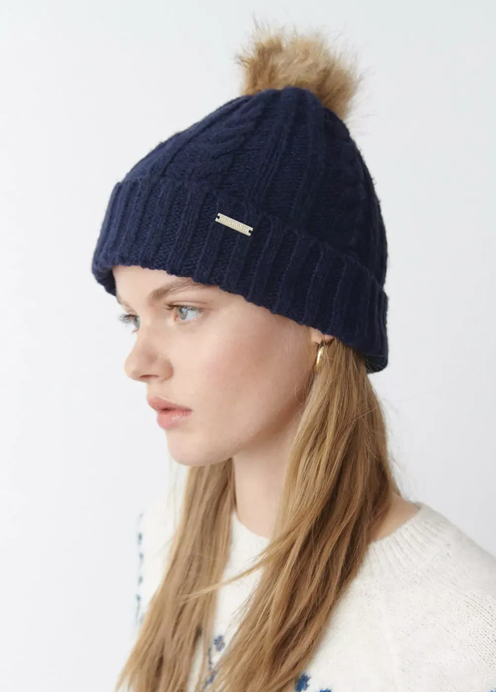 Gorro Trenza Bola Pelo-Brownie Spain Clearance