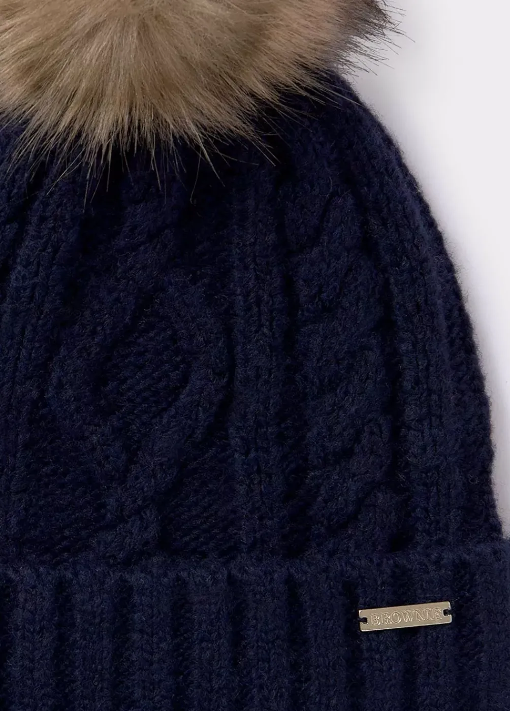 Gorro Trenza Bola Pelo-Brownie Spain Clearance