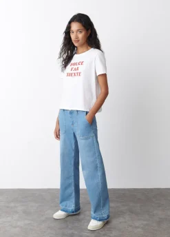 Jeans Culotte Bajo Desdoblado-Brownie Spain Outlet