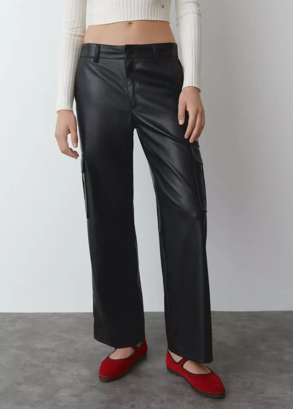 Pantalon Cargo Efecto Piel-Brownie Spain Clearance